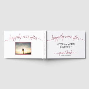 Livre D'or Heureux Pour Toujours Rose Gold Moderne Écriture M