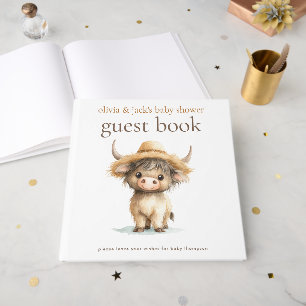 Livre D'or Highland Cow Please Sign Guest Book Baby shower