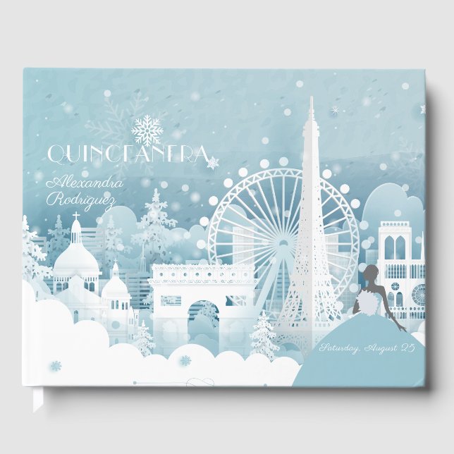 Livre D'or Hiver bleu glace à Paris (Recto)