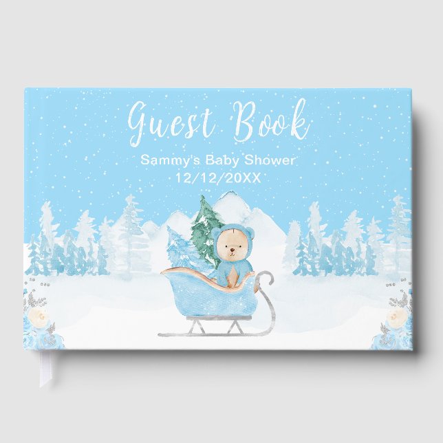 Livre D'or Hiver Ours Bleu Baby shower couleigh (Recto)