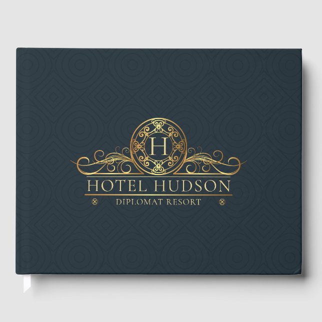 Livre D'or Hotel Branding Luxury Gold Blue (Recto)