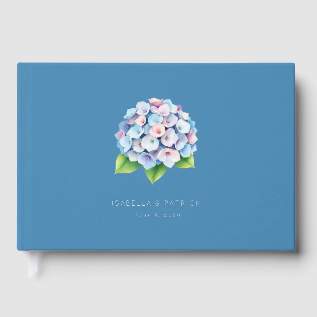 Livre D'or Hydrangea Sérénité Bleue Aquarelle (Recto)