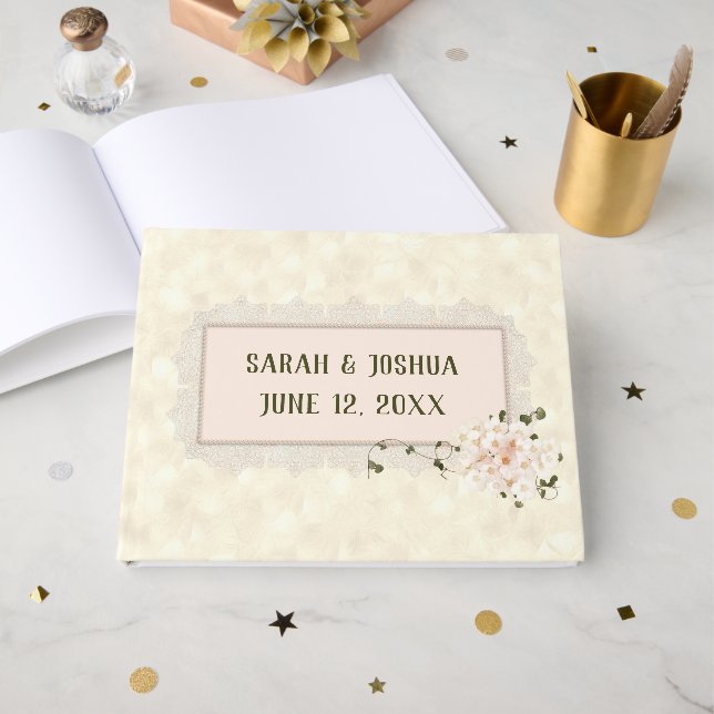 Livre D'or Hydrangea Wedding Blossoms with Frame (Recto ouvert)