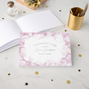 Livre D'or Hydrangée rose Aquarelle Célébration de la vie