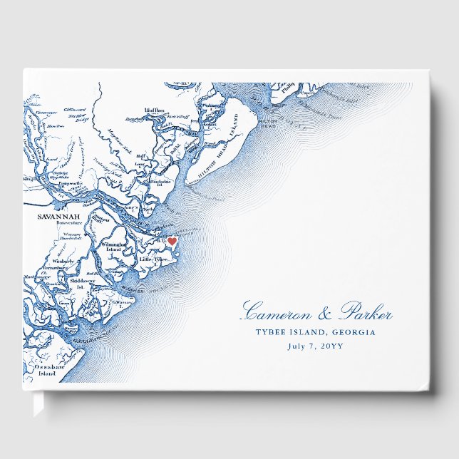 Livre D'or Île Tybee Géorgie Carte Mariage élégant (Recto)