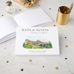Livre D'or Illustration de lieu de mariage à l'aquarelle élég