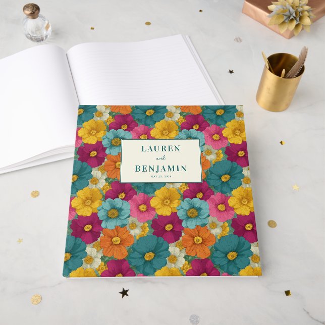 Livre D'or Illustration Florale Vintage Joyeuse (Recto ouvert)