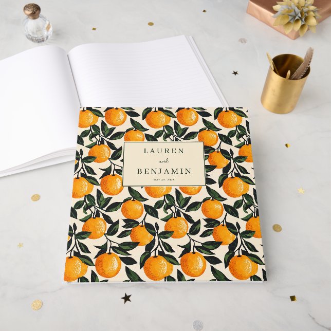 Livre D'or Illustration numérique orange joyeuse (Recto ouvert)