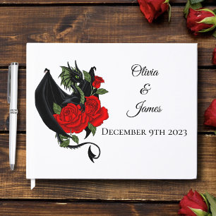 Livre D'or Imaginaire de Roses rouges Dragon Noir