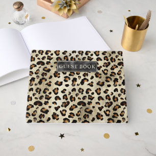 Livre D'or Impression d'animal léopard Noir Faux Feuille et T