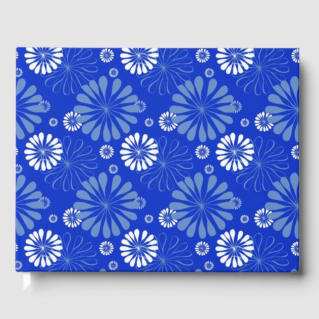 Livre D'or Impression florale moderne bleu électrique (Recto)