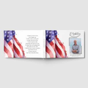 Livre D'or In Love Mémoire US Drapeau Funeral Guest Book