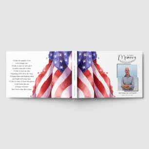 Livre D'or In Love Mémoire US Drapeau Funeral Guest Book