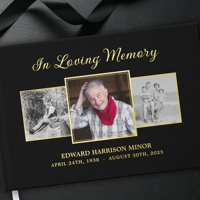 Livre D'or In Love Memory 3 Photo Funeral Memorial Service (Créateur téléchargé)