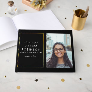 Livre D'or In Love Memory Black & Gold Photo Script Funeral