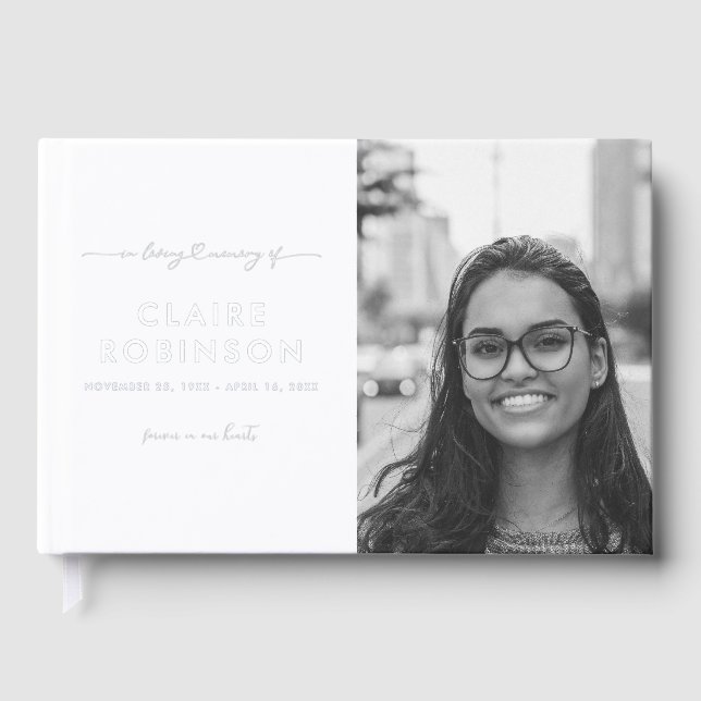 Livre D'or In Love Memory Photo Heart Script Funeral Foil (Recto)