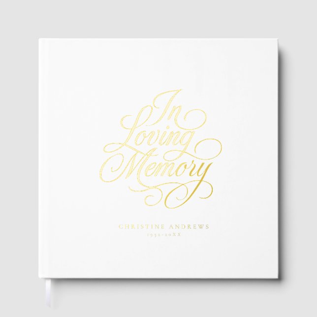 Livre D'or "In Love Memory" Script Police Keepsaké Funeral (Recto)