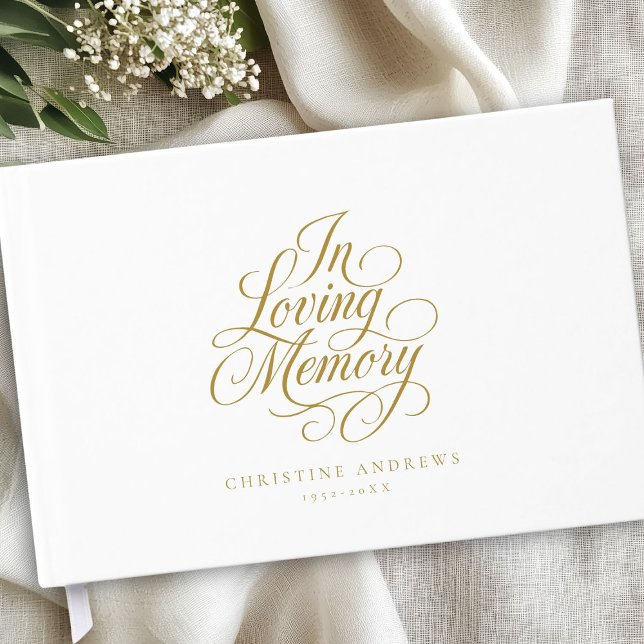 Livre D'or "In Love Memory" Script Police Keepsaké Funeral ("In Loving Memory" Script Font Keepsake Funeral Guest Book)