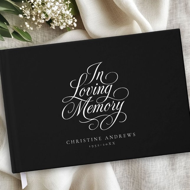 Livre D'or "In Love Memory" Script Police Keepsaké Funeral ("In Loving Memory" Script Font Keepsake Funeral Guest Book)