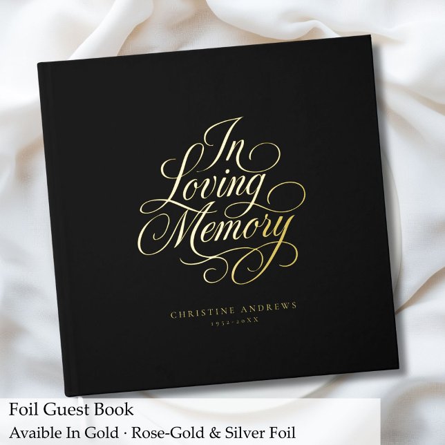 Livre D'or "In Love Memory" Script Police Keepsaké Funeral ("In Loving Memory" Script Font Keepsake Funeral Foil Guest Book)