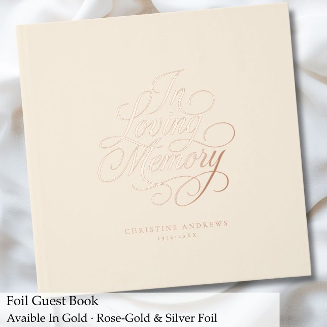 Livre D'or "In Love Memory" Script Police Keepsaké Funeral ("In Loving Memory" Script Font Keepsake Funeral Foil Guest Book)