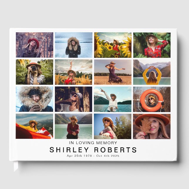 Livre D'or In Loving Memory 16 x Photo Collage Memorial (Recto)