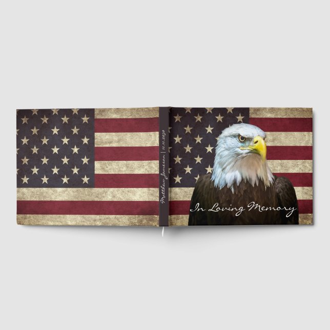 Livre D'or In Loving Memory American Flag Bald Eagle Funeral (Complet)