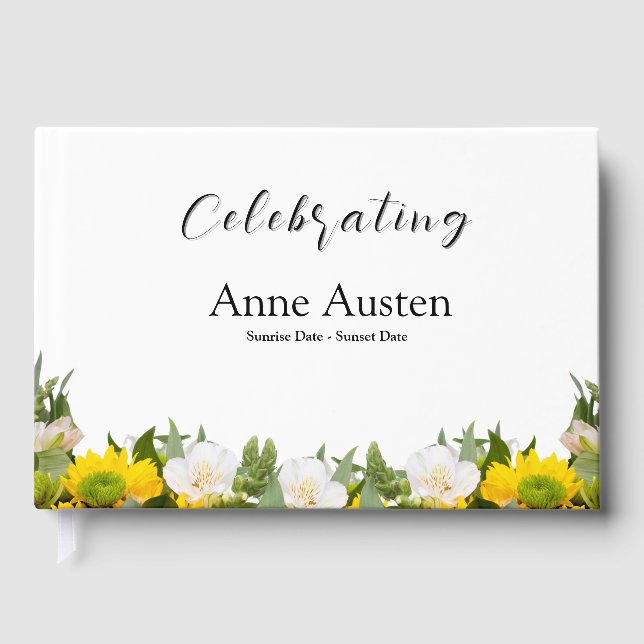 Livre D'or In Loving Memory Guest Book - Floral (Recto)