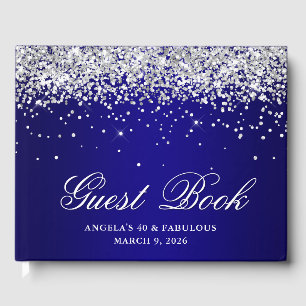 Livre D'or Indigo Bleu Ombré Paillettes Argentées 40 & Fabule