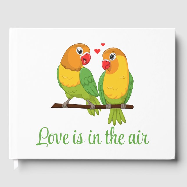 Livre D'or Inséparables mignons Cartoon Lovebirds Mariage ver (Recto)