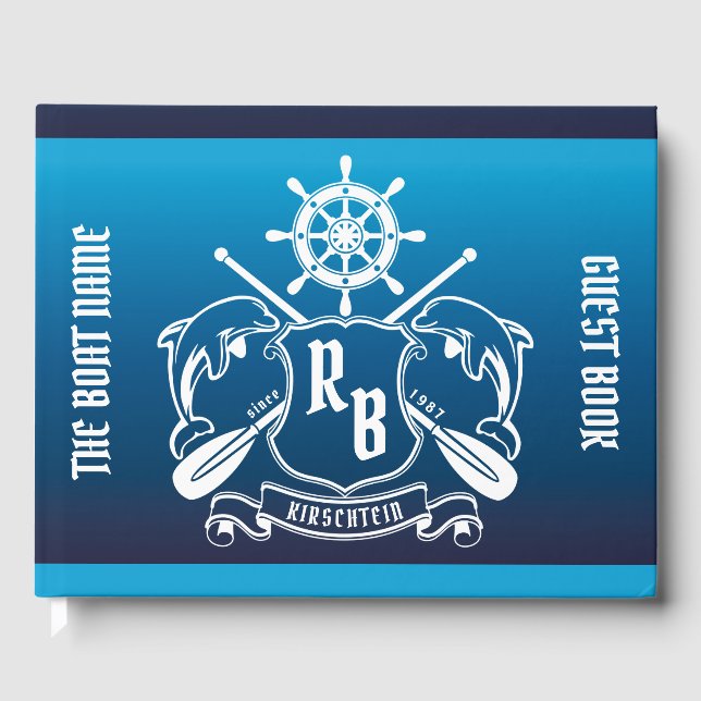 Livre D'or Insigne marin Dauphins Helm Oars Bouclier nautique (Recto)