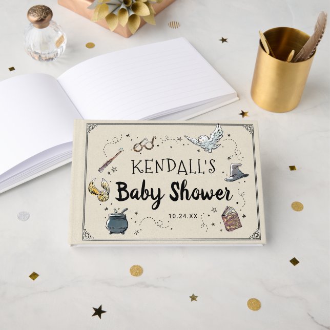 Livre D'or Invitation à une Baby Shower Harry Potter (Recto ouvert)