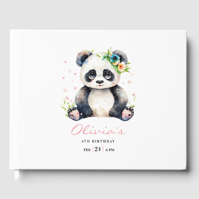 Livre D'or Invitation d'anniversaire de Panda, Invitation d'a (Recto)