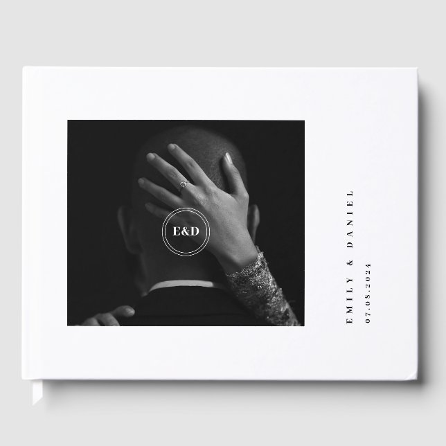 Livre D'or Invitation de sauvegarde de photo élégante minimal (Recto)