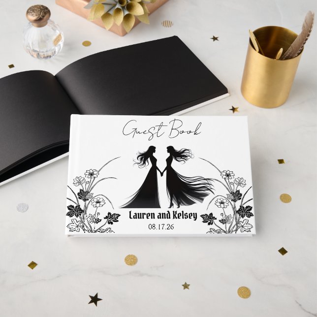 Livre D'or Invité de mariage silhouette noire (Recto ouvert)