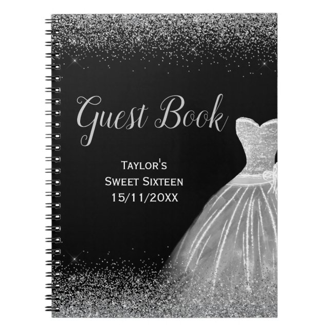 Livre d'or invité Robe à paillettes fausses Silver (Devant)