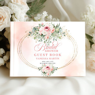 Livre D'or Invités de Mariage Bohème Sans Temps Roses Fardées