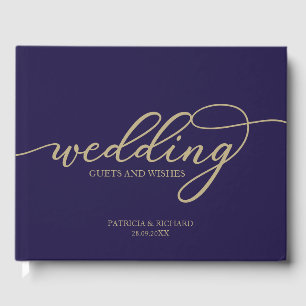 Livre D'or Invités de mariage et vœux Chic or bleu marine