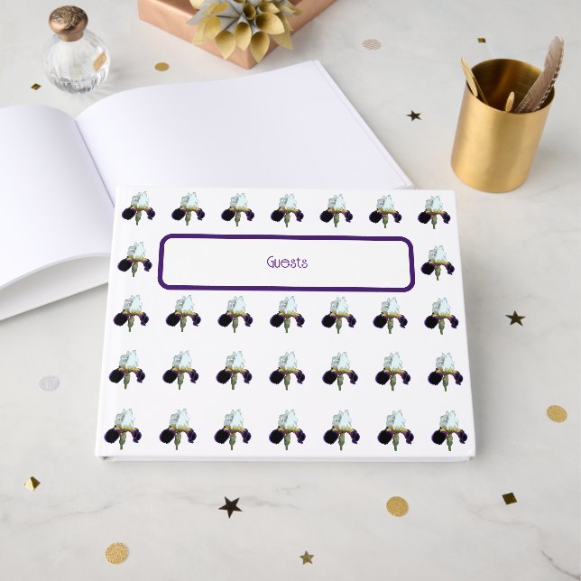 Livre d'or Iris Violet et Blanc (Recto ouvert)