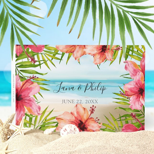 Livre D'or Island Paradise Tropical Beach Flower Palm Mariage (Créateur téléchargé)
