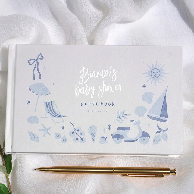 Livre D'or Italian Blue Boy Mediterranean Baby Shower (Créateur téléchargé)