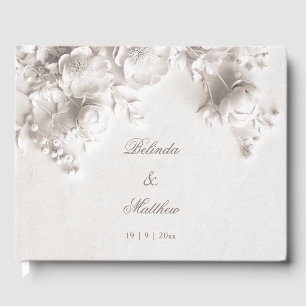 Livre D'or Ivory 3D Roses Florales   Mariage