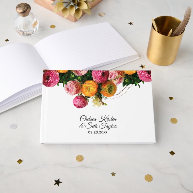 Livre D'or Jardin Floral rose et jaune (Recto ouvert)