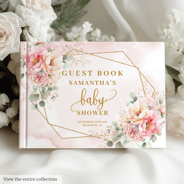 Livre D'or Joli baby shower de fleurs rose pâle (Cute blush pink flowers baby shower guest book)