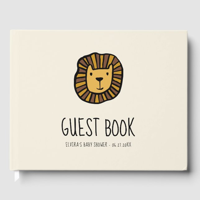 Livre D'or Joli Baby shower de lions de jungle (Recto)