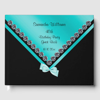 Livre D'or Joli Diamants et Bow Turquoise 40e anniversaire