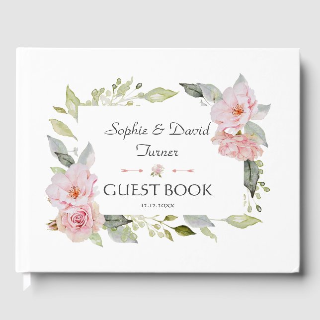 Livre D'or Joli Mariage à fleurs rose pâle (Recto)