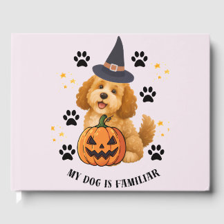 Livre D'or Joli Poodle Sorcière d'Halloween avec Citrouille