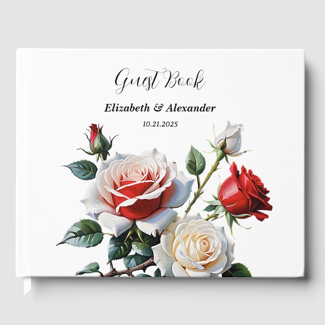 Livre D'or Joli rose blanc rose rose rose mariage floral (Recto)