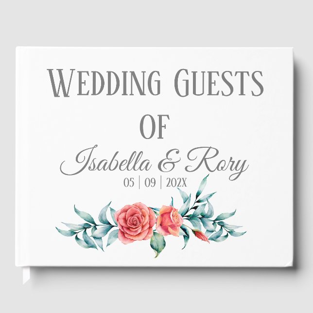 Livre D'or Joli Rose & Eucalyptus Bouquet Mariage (Recto)